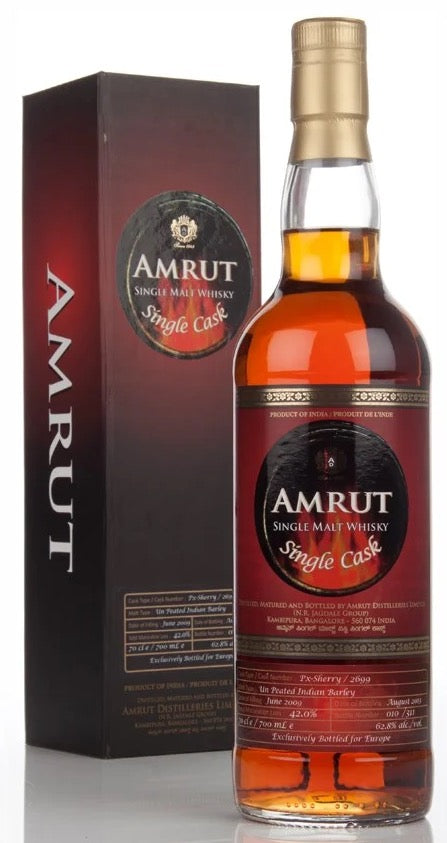 Amrut 2009 Single Cask PX Sherry Indian Single Malt Whisky ( Bottled 2013 ) 62.8% - Bottle No. 296/311